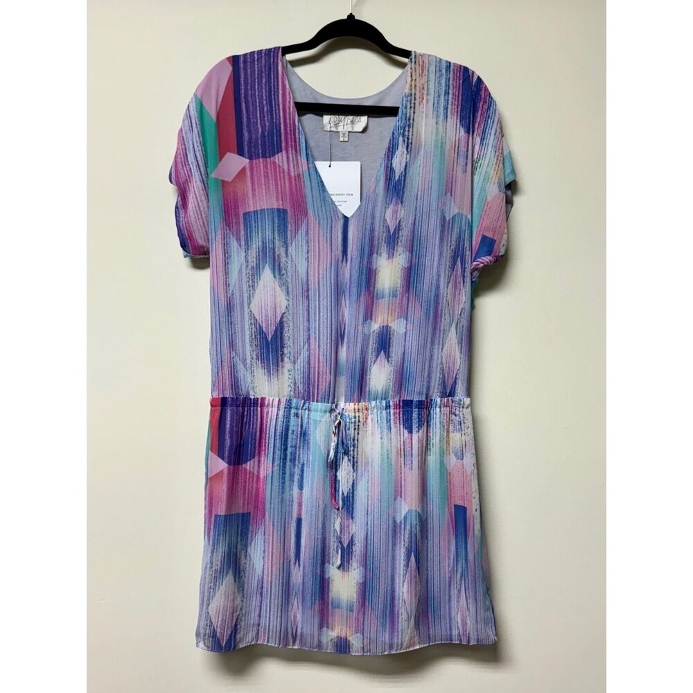 RORY BECA 100% Silk Multi Color Geometric Patterned Mini Dress, Sz S
